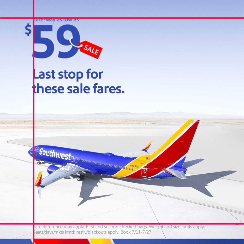 Southwest ad showing Alignment