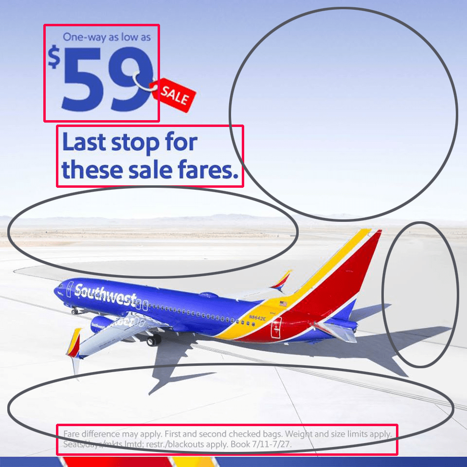 Southwest ad showing proximity and negative space